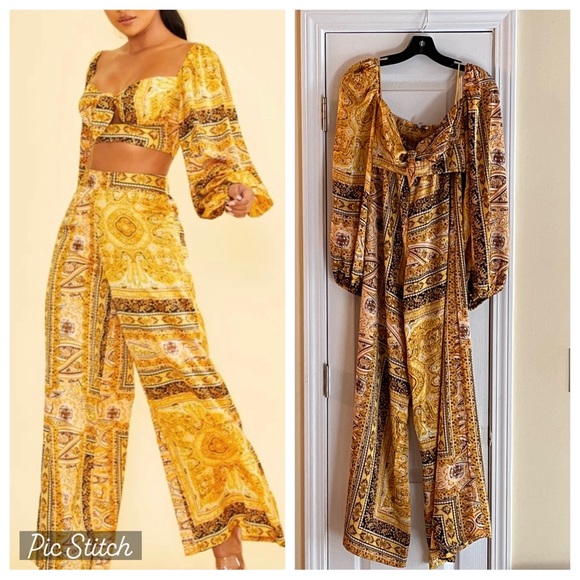 Fashion Nova Pants & Jumpsuits Fashion Nova Miami Mustard Combo